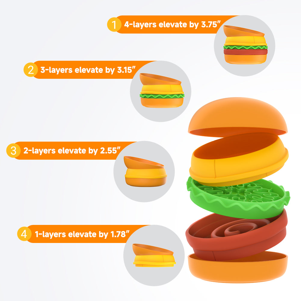Hamburger Style Pet Cat & Dog Bowl – Multi-layer Five-in-one