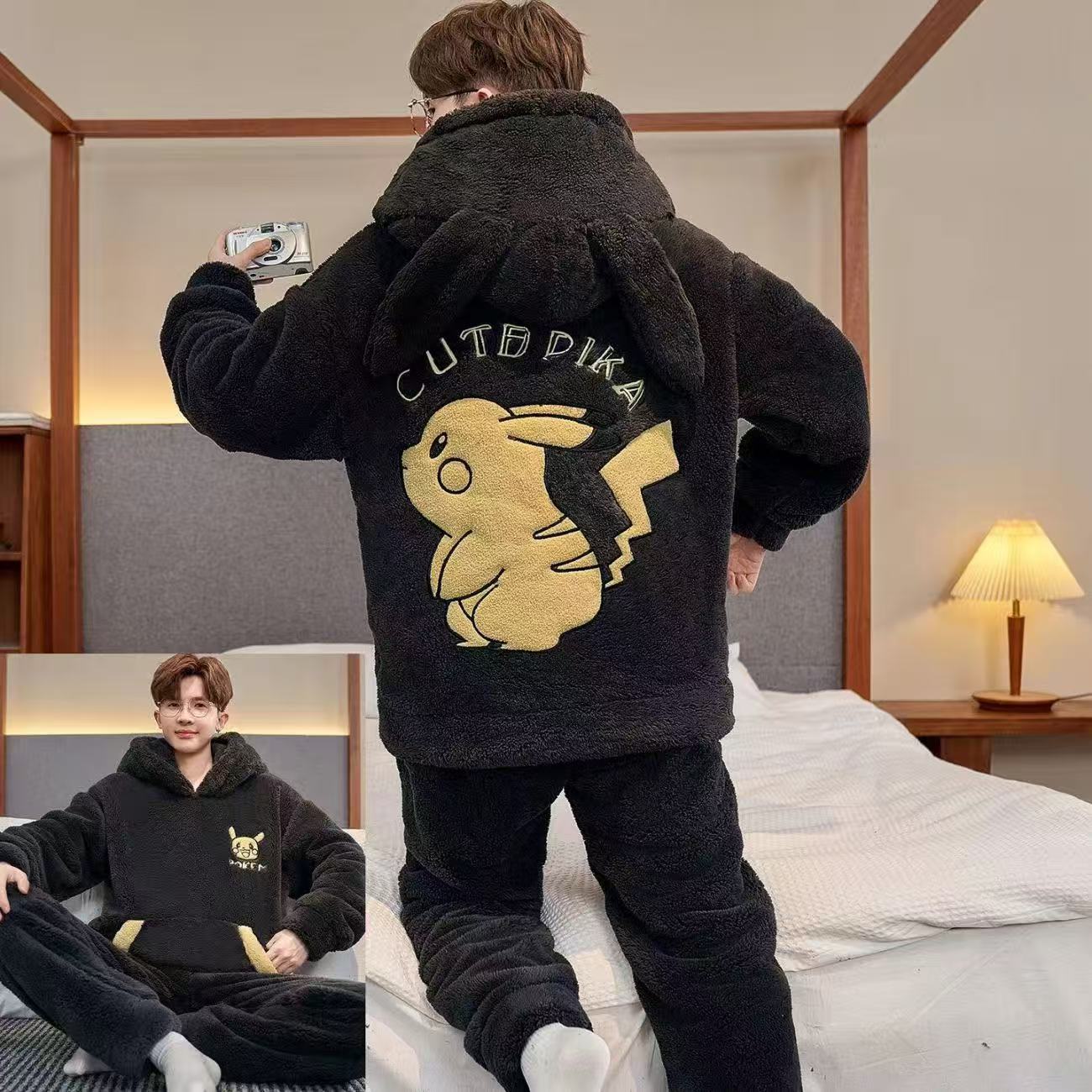 Buy Mens Thickened Cartoon Plus Size Pajama Set Winter Wear
