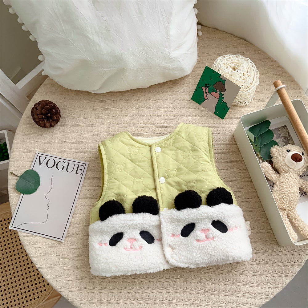 Children’s Cartoon Fleece Vest Windproof Thick Winter Jacket