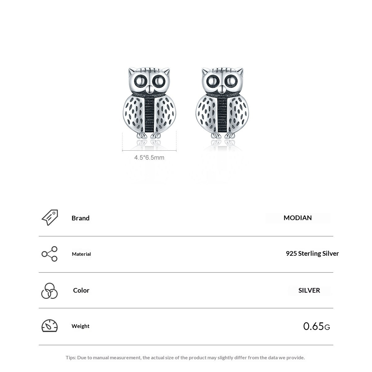 S925 Sterling Silver Owl Stud Earrings – Creative Cute Design