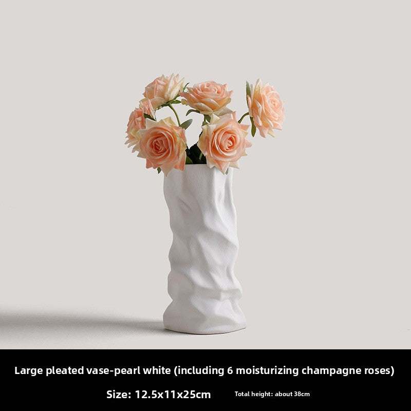 Black and white pleated vase