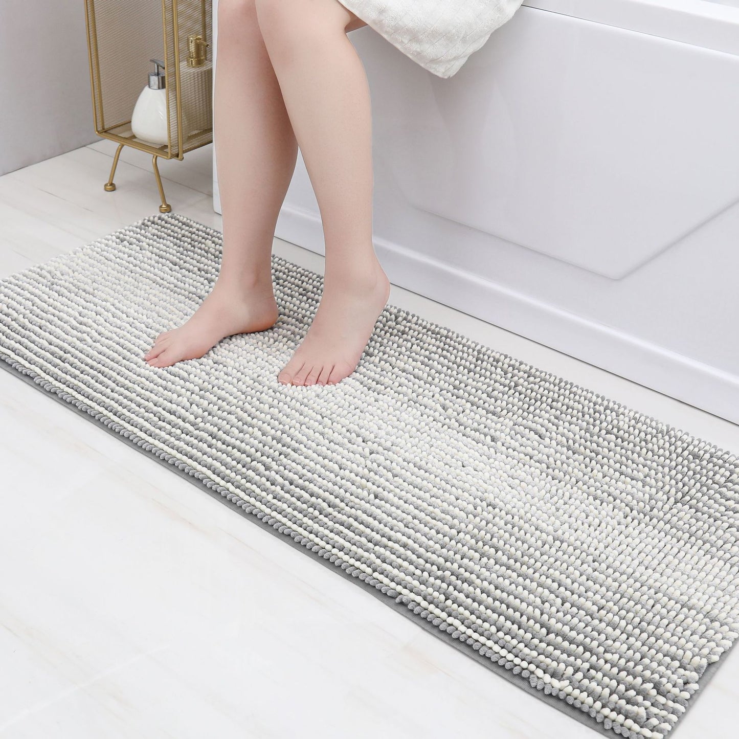 Black gradient Chenille floor mat