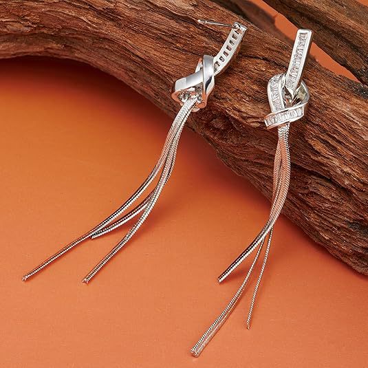 Bohemian Tassel Zircon Earrings Gold Plated