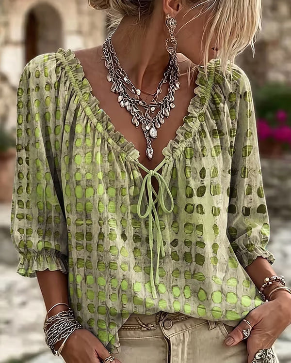Bohemian V-Neck Linen Shirt for Women