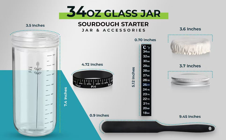 Bread fermentation glass jar