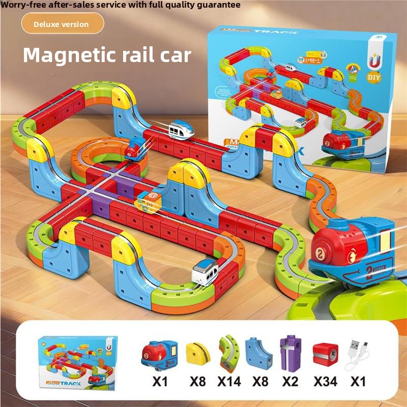 Building block track toy car