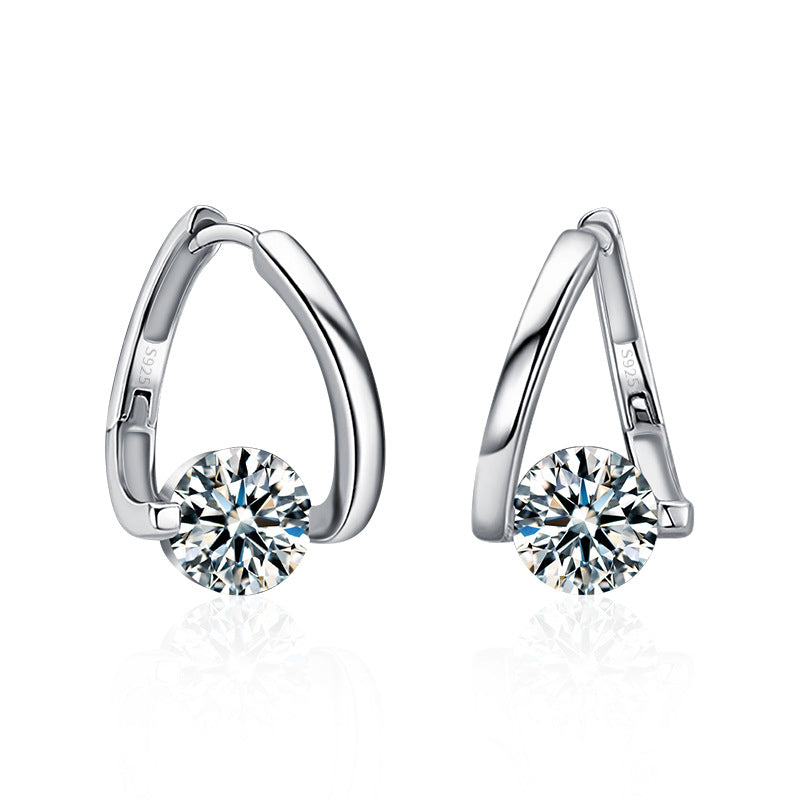 Geometric Moissanite Sterling Silver Earrings Elegant Style