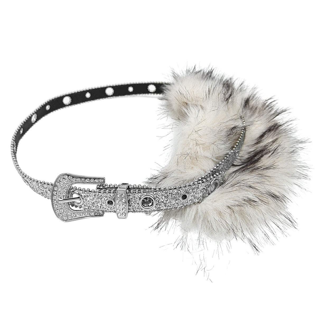 Buy Punk Diamond-Studded Fur Sequin Belt for Bold Personalized