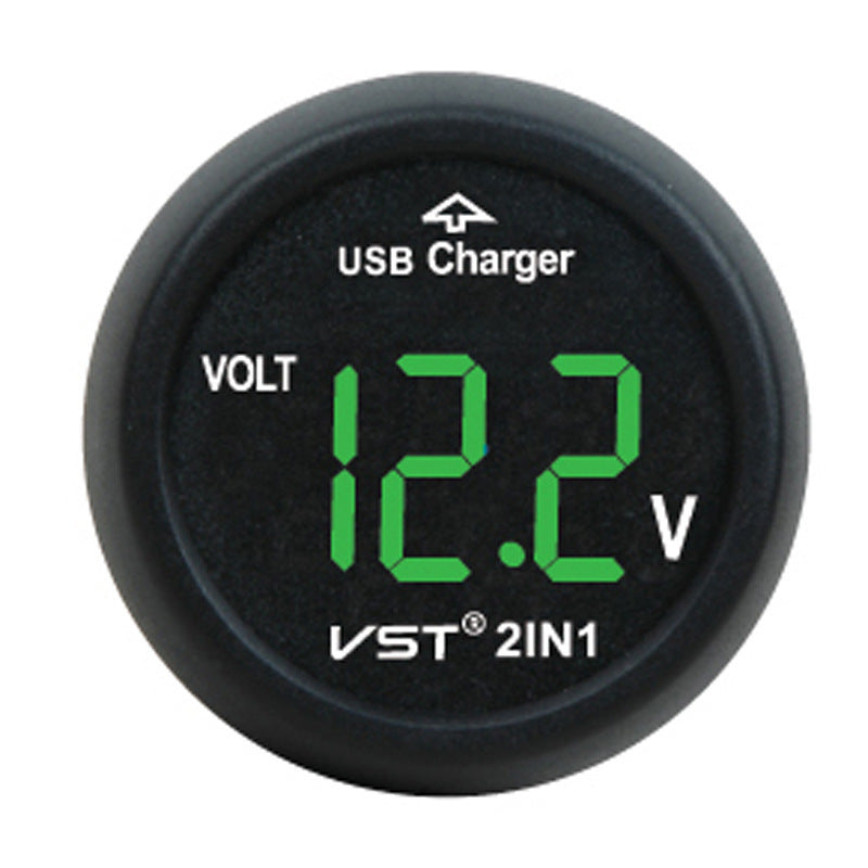 Car USB Charger with Voltage Meter and Thermometer