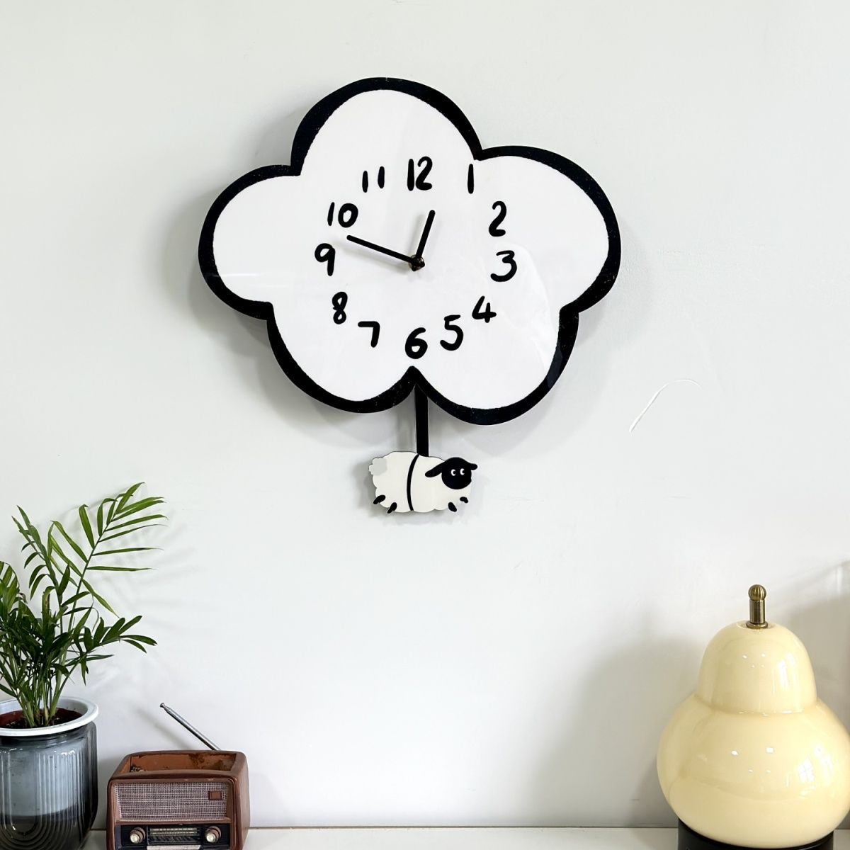 Cartoon silent cloud sheep clock