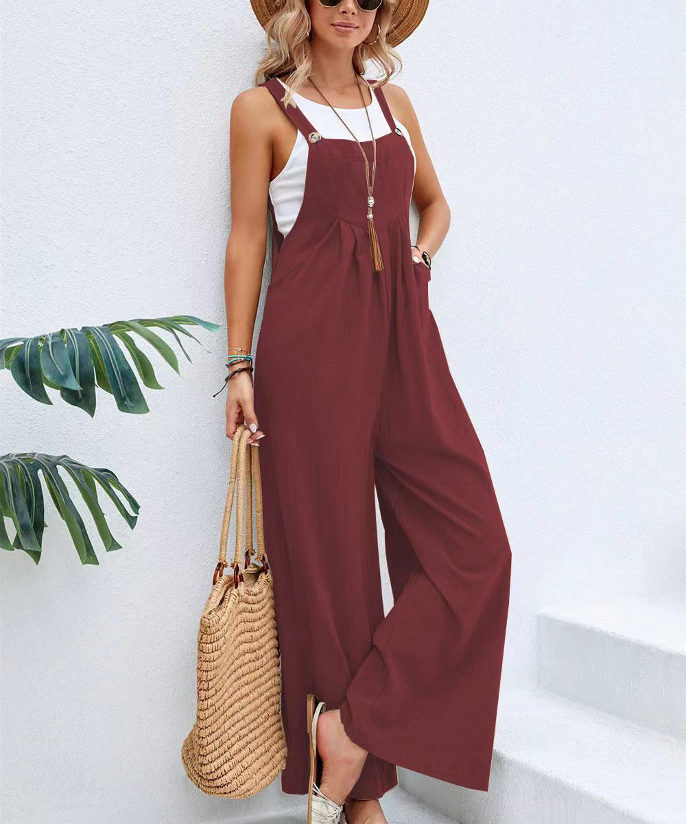 Casual Cotton Suspenders Pants for Women