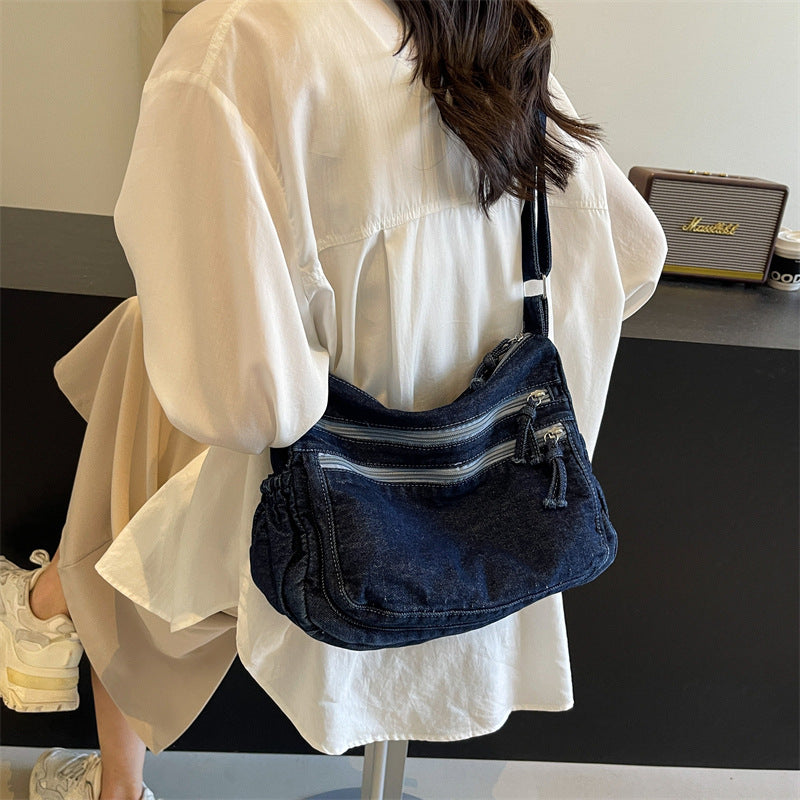 Casual Denim Tote Crossbody Bag