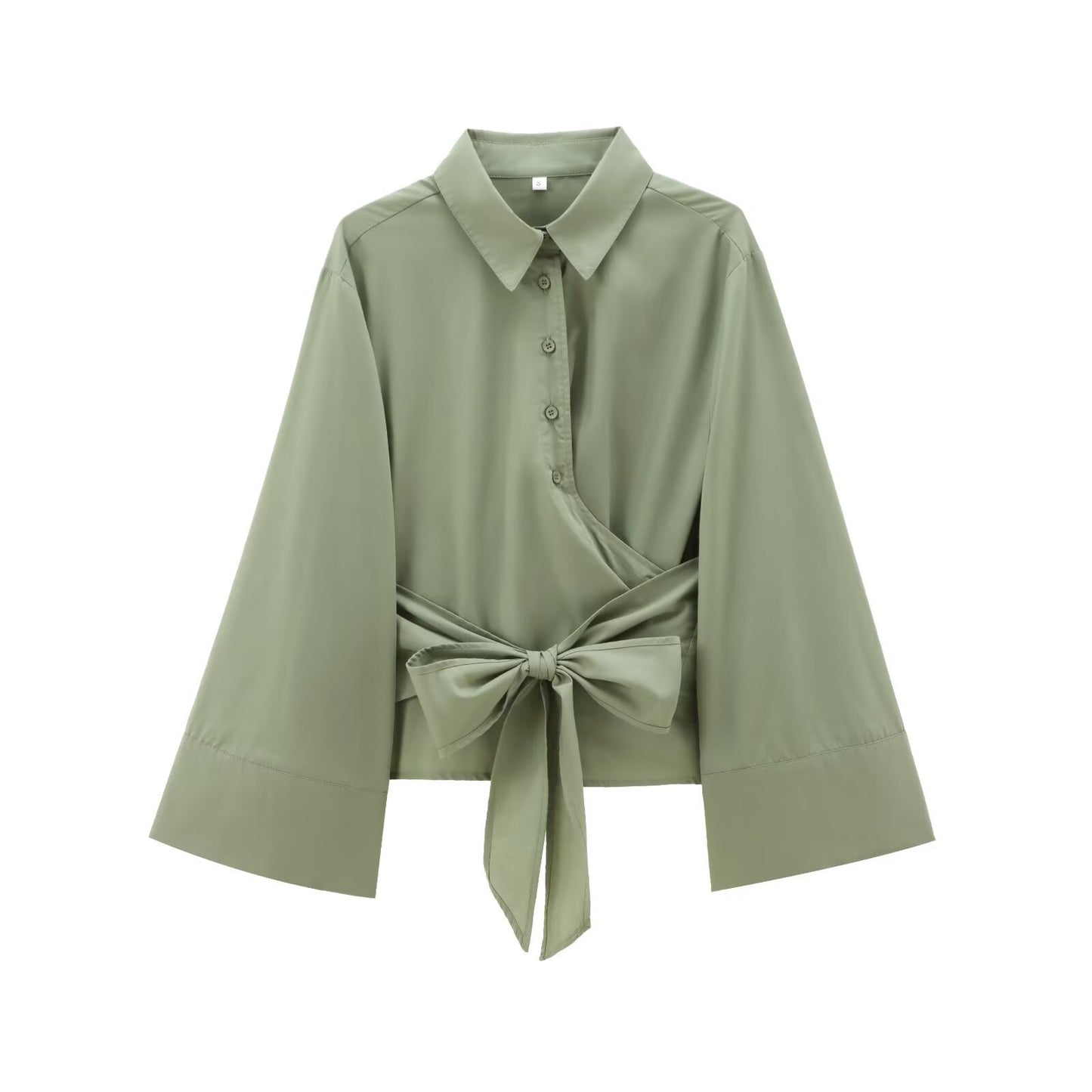 Casual Lapel Bow Poplin Shirt