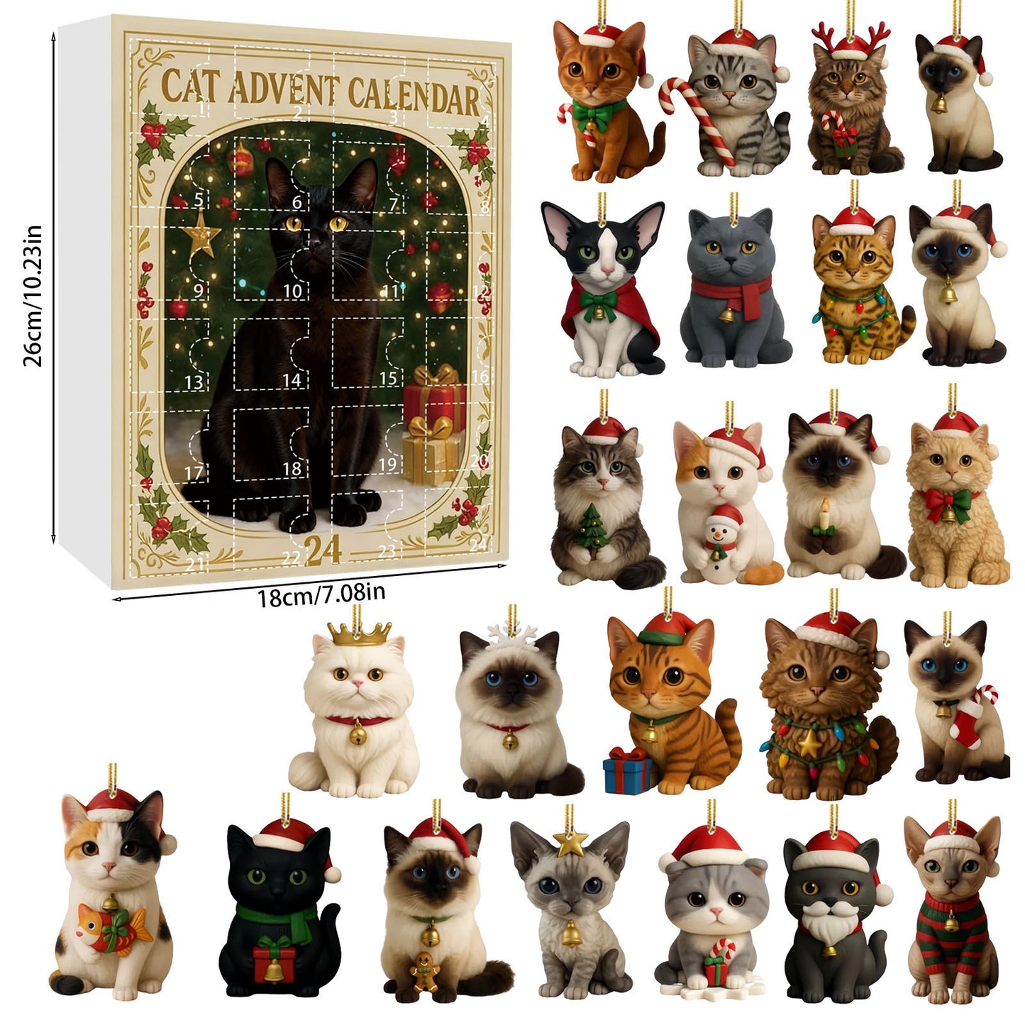 Cat Lovers Christmas Tree Decoration Acrylic Pendant