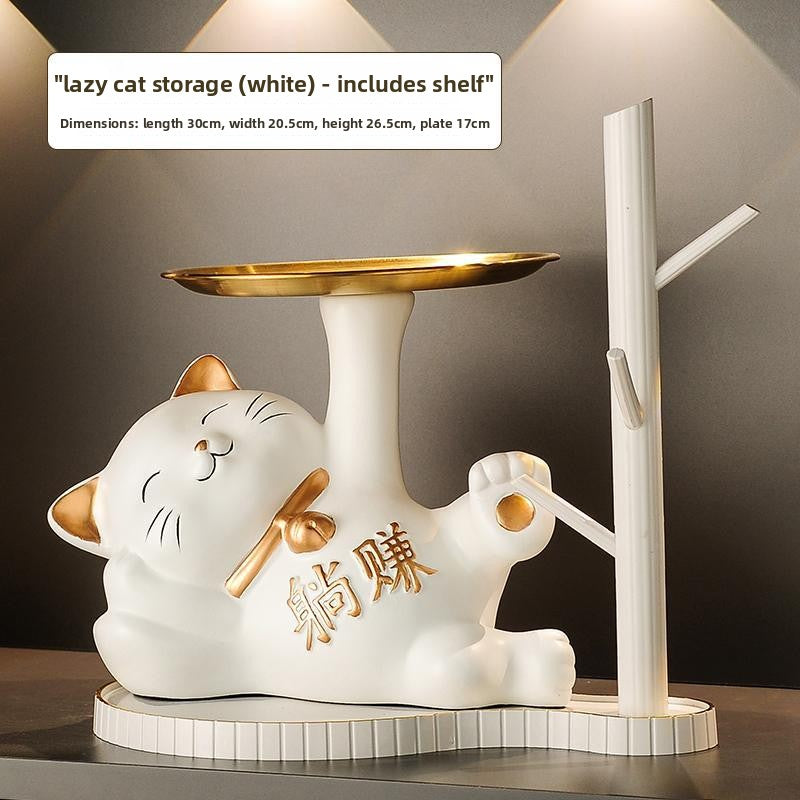 Ceramic Lucky Cat Key Holder Home Decor