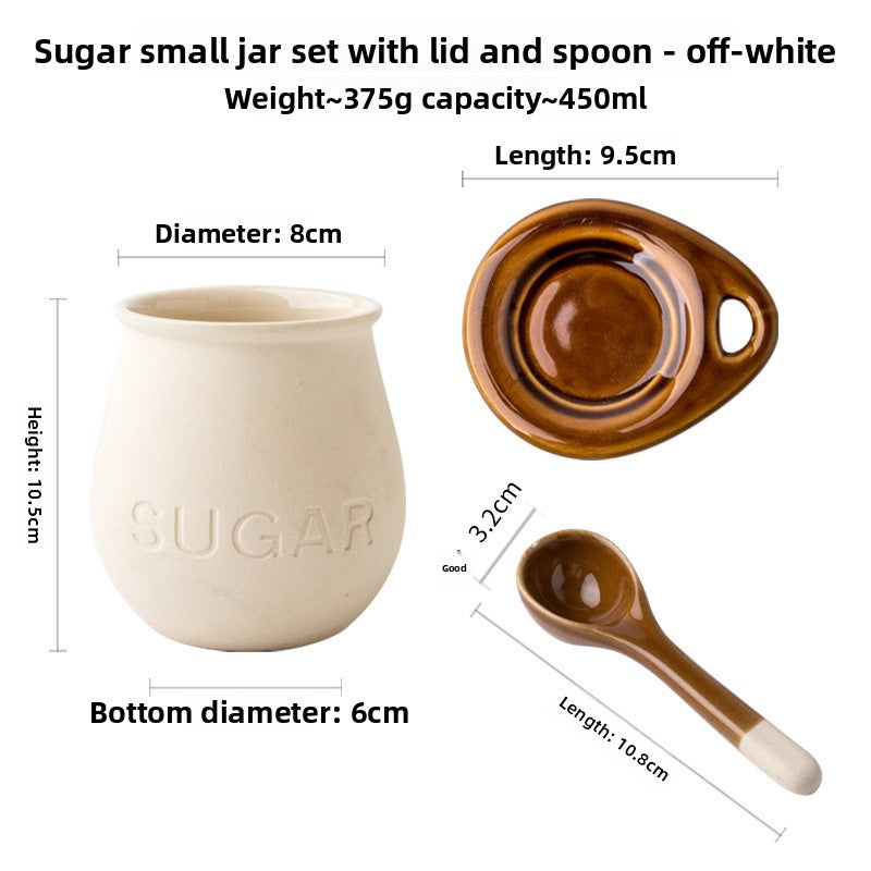 Ceramic Seasoning Jar with Lid and Spoon