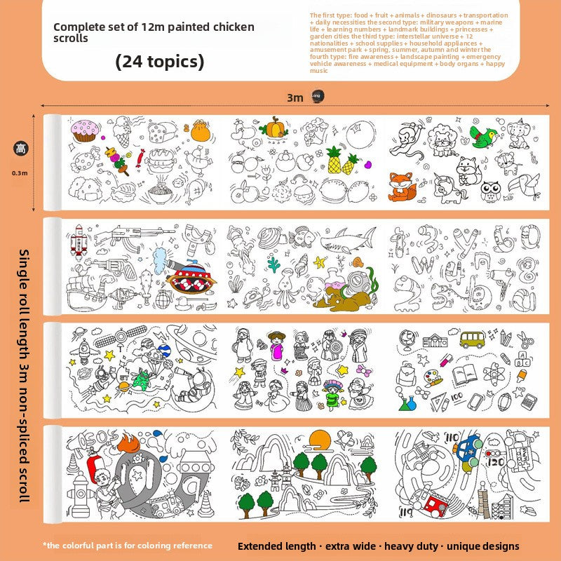 Children's Graffiti Scroll Paper with Crayons