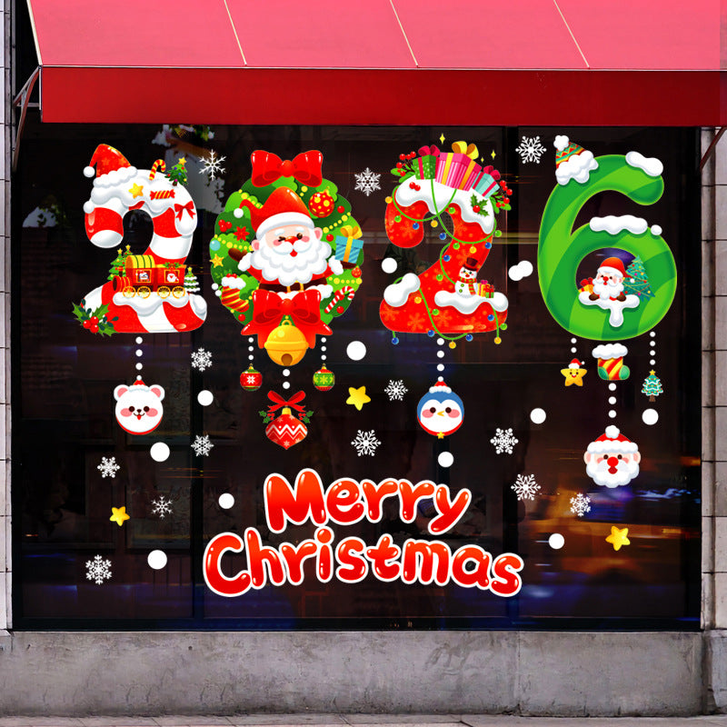 Christmas Electrostatic Window Stickers Snowman Snowflake Decor