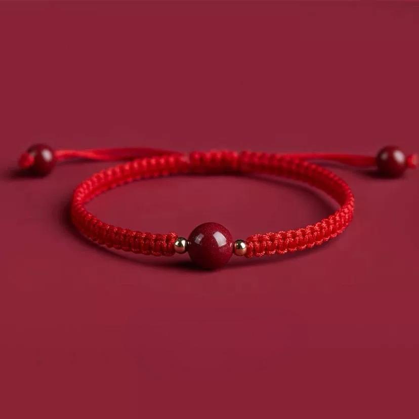 Cinnabar Benmingnian Hand-woven Cinnabar Small Satisfactory Transfer Beads Red Rope Bracelet Women's Cinnabar Bracelet Gift