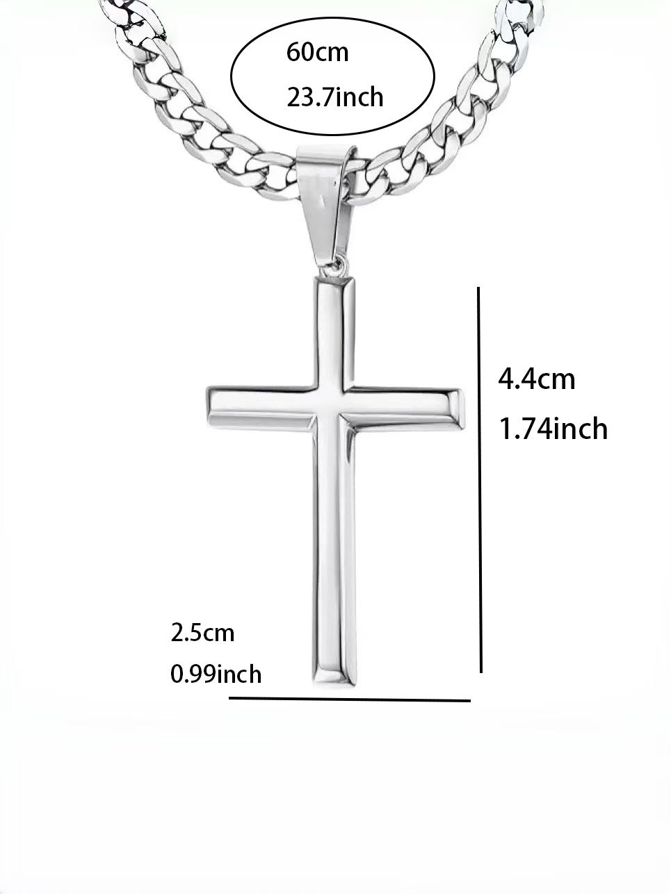Classic Cross Pendant Stainless Steel Necklace