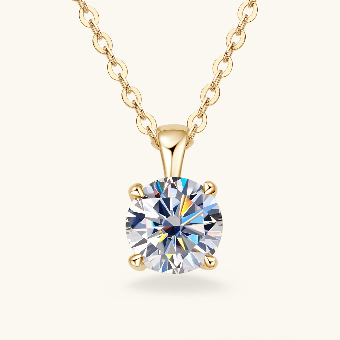 Classic Six-Prong Moissanite Necklace Sterling Silver