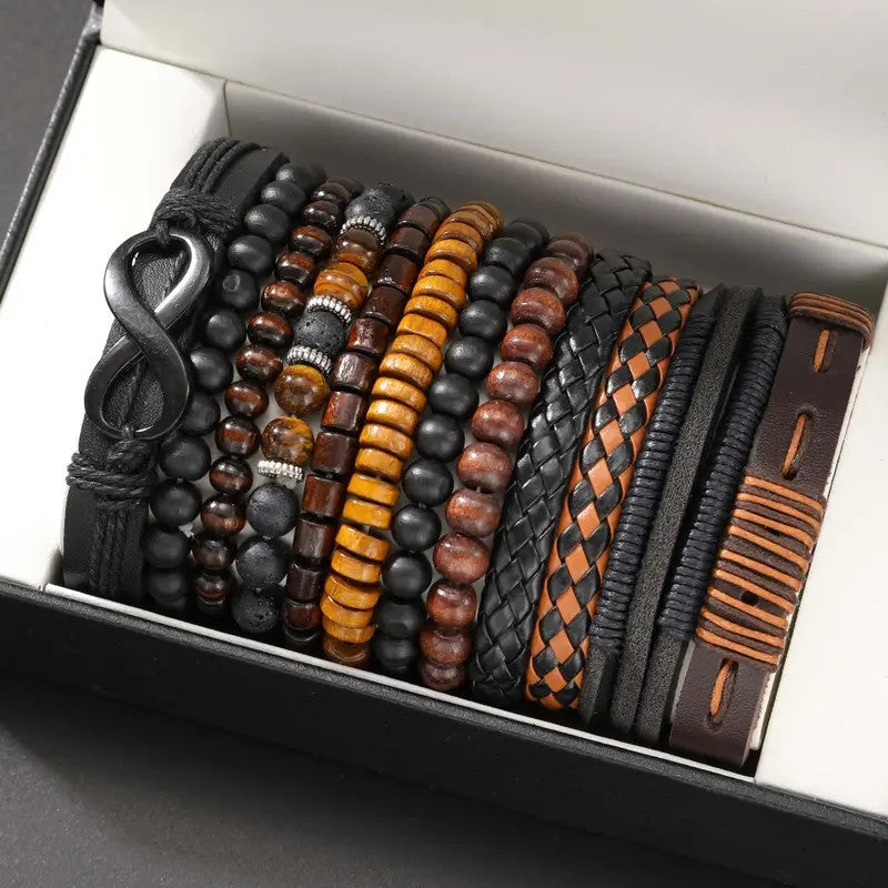 Coconut Shell Wooden Beads Beaded Elastic Thread Men's Bracelet