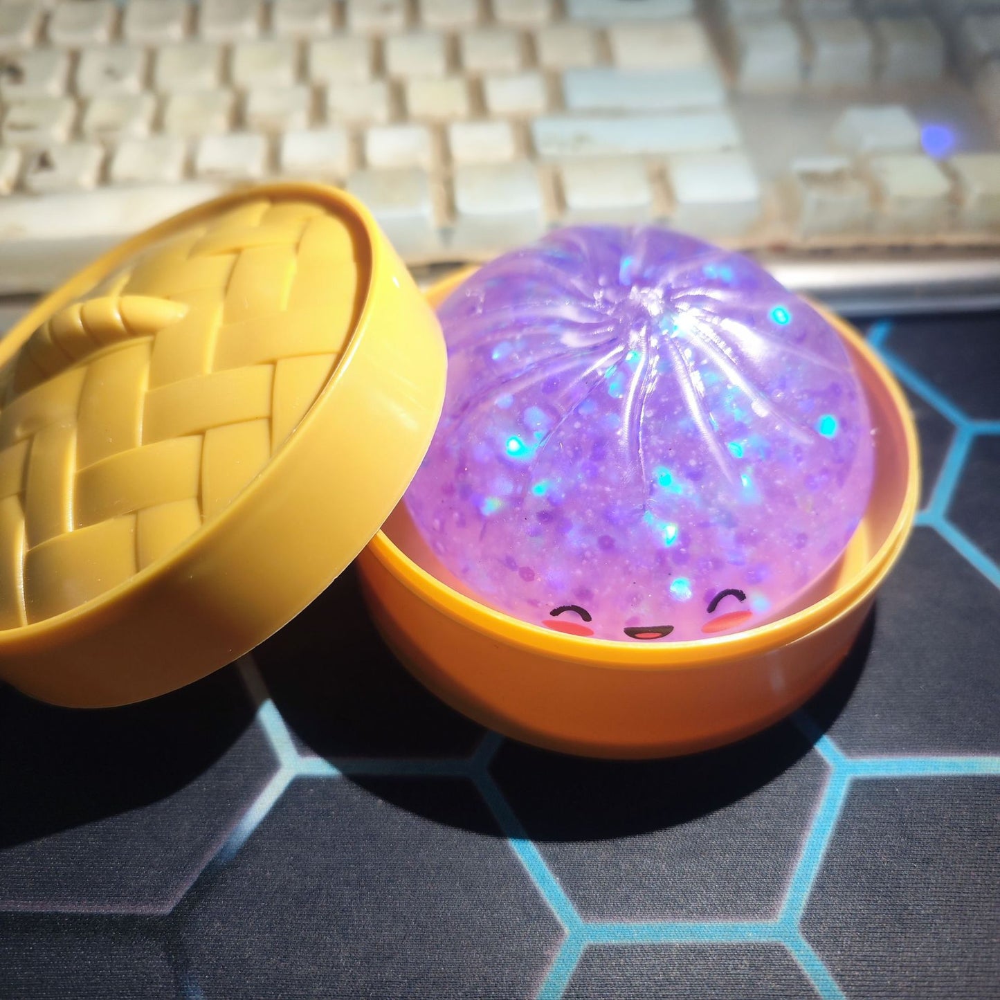 Colorful Smiley Face Steamed Bun Squishy Toy