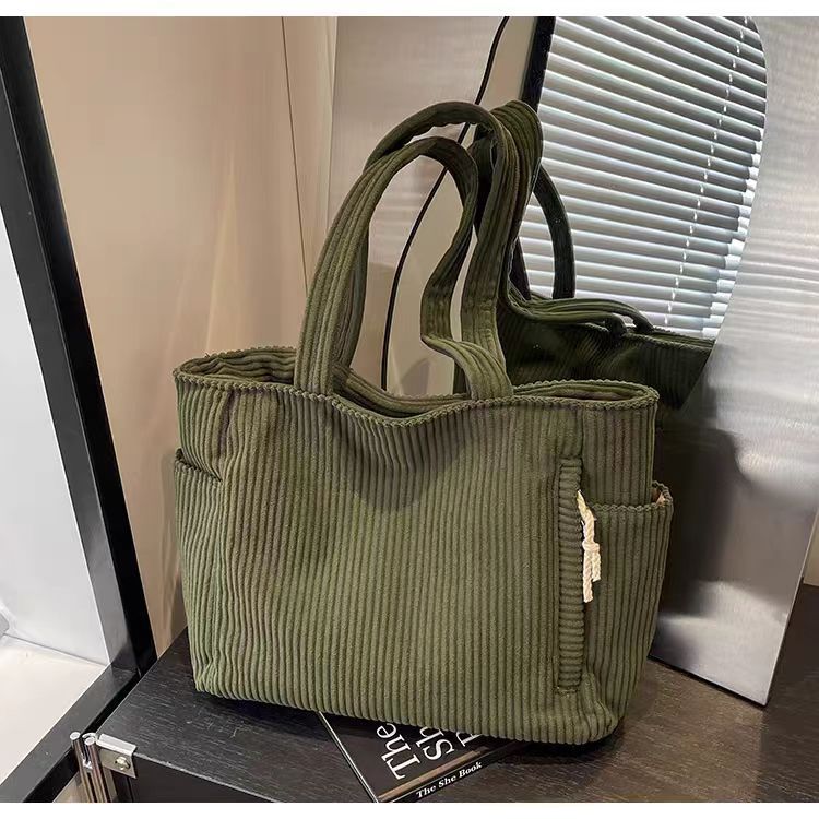 Corduroy Tote Bag for Women Large Capacity