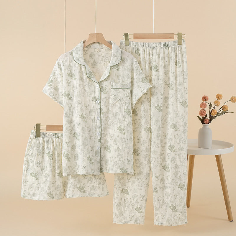 Cotton Three-Piece Pajama Set