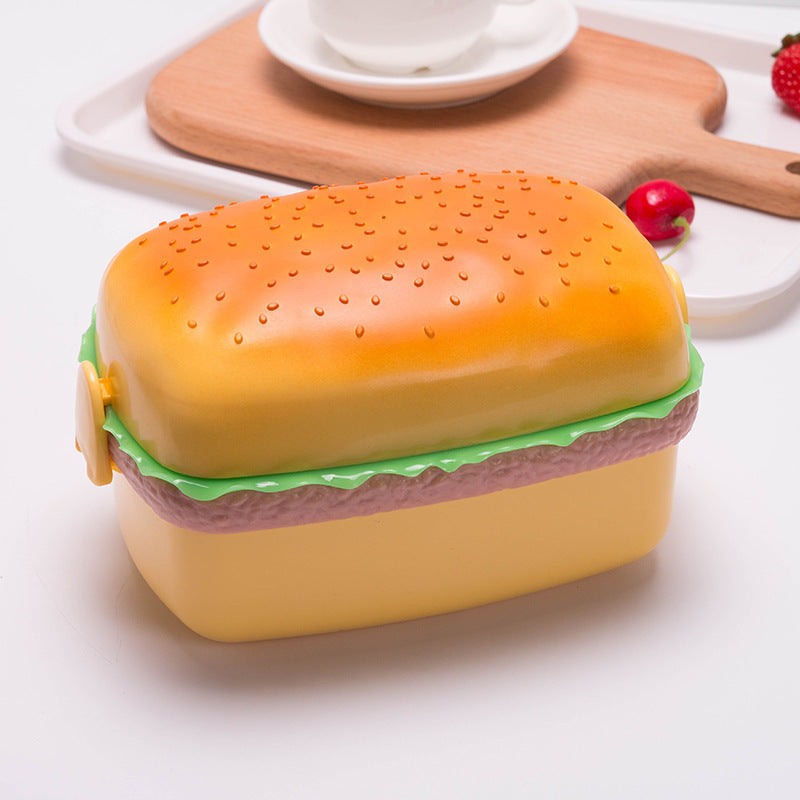 Creative Burger-Shaped Lunch Box for Kids with Fork and Spoon