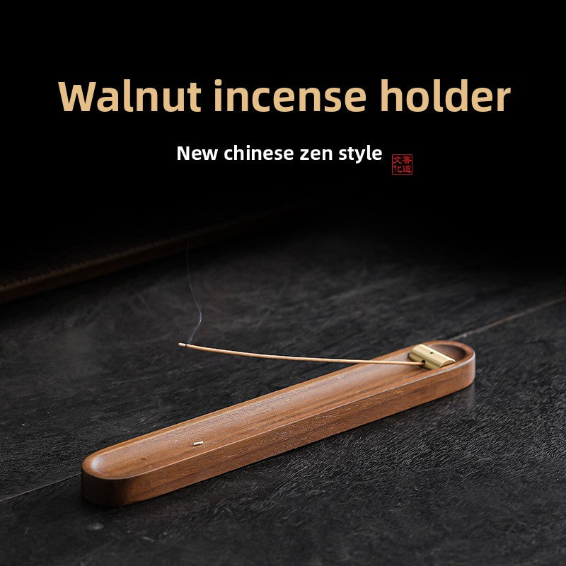 Creative Incense Holder with Three Holes, Made of Solid Walnut Wood