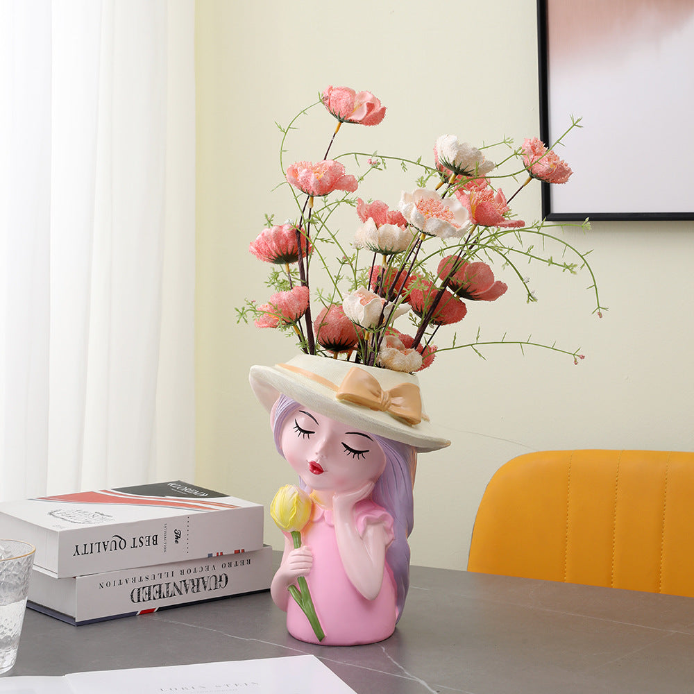 Creative resin figure flower pot ornaments