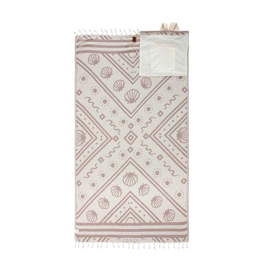 Cross-Border Bestseller Seashells Towel Bag, Two-In-One Convertible Beach Towel Bag