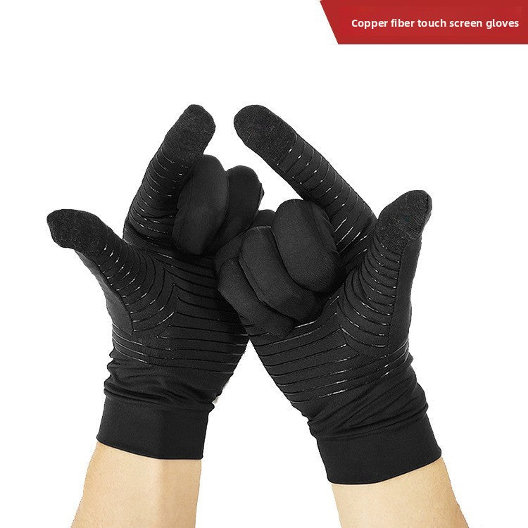 Cross-Border Copper Fiber Pressure Half Finger Cycling Gloves Outdoor Sports Fitness Care Strap Silicone Non-Slip Gloves