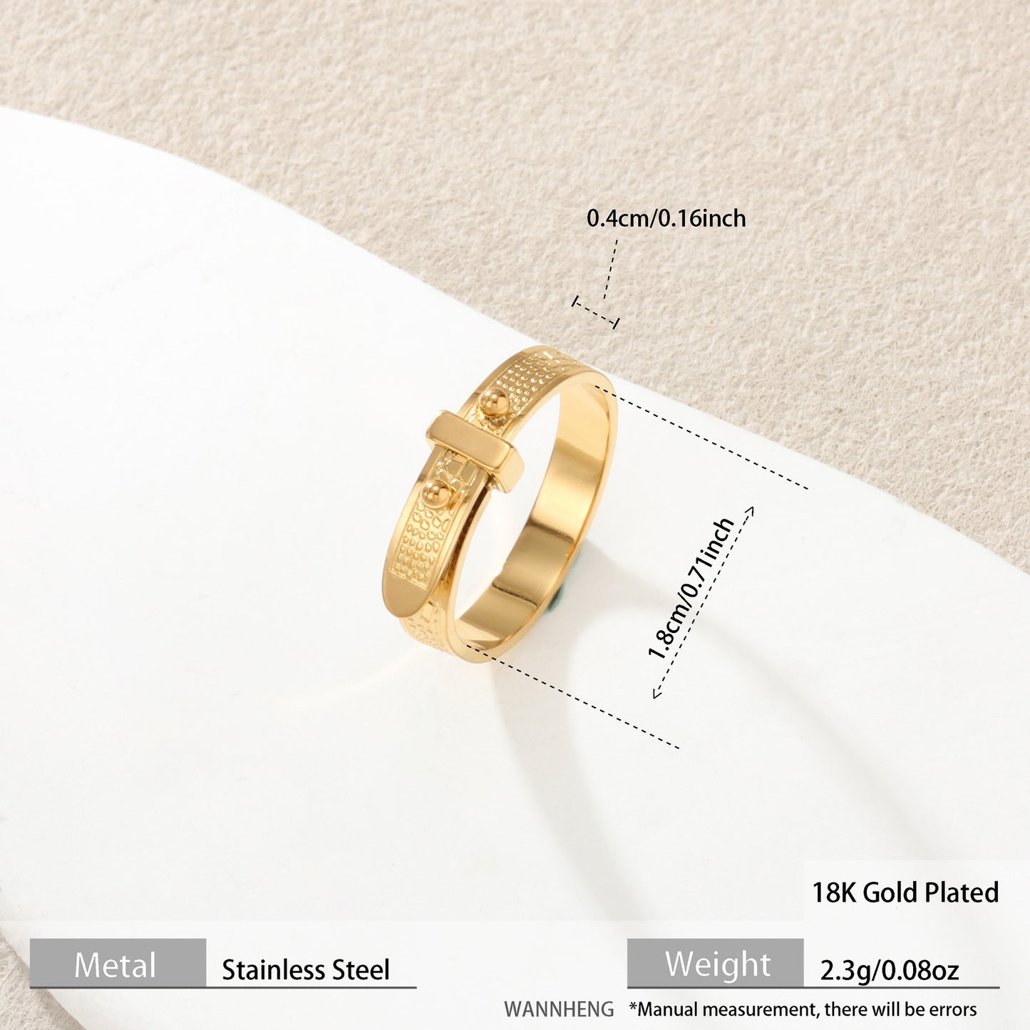 Cross-Border New Style Textured Adjustable Diamond-Encrusted Gold-Plated Titanium Steel Bracelet Ring Simple Stainless Steel Hand Jewelry