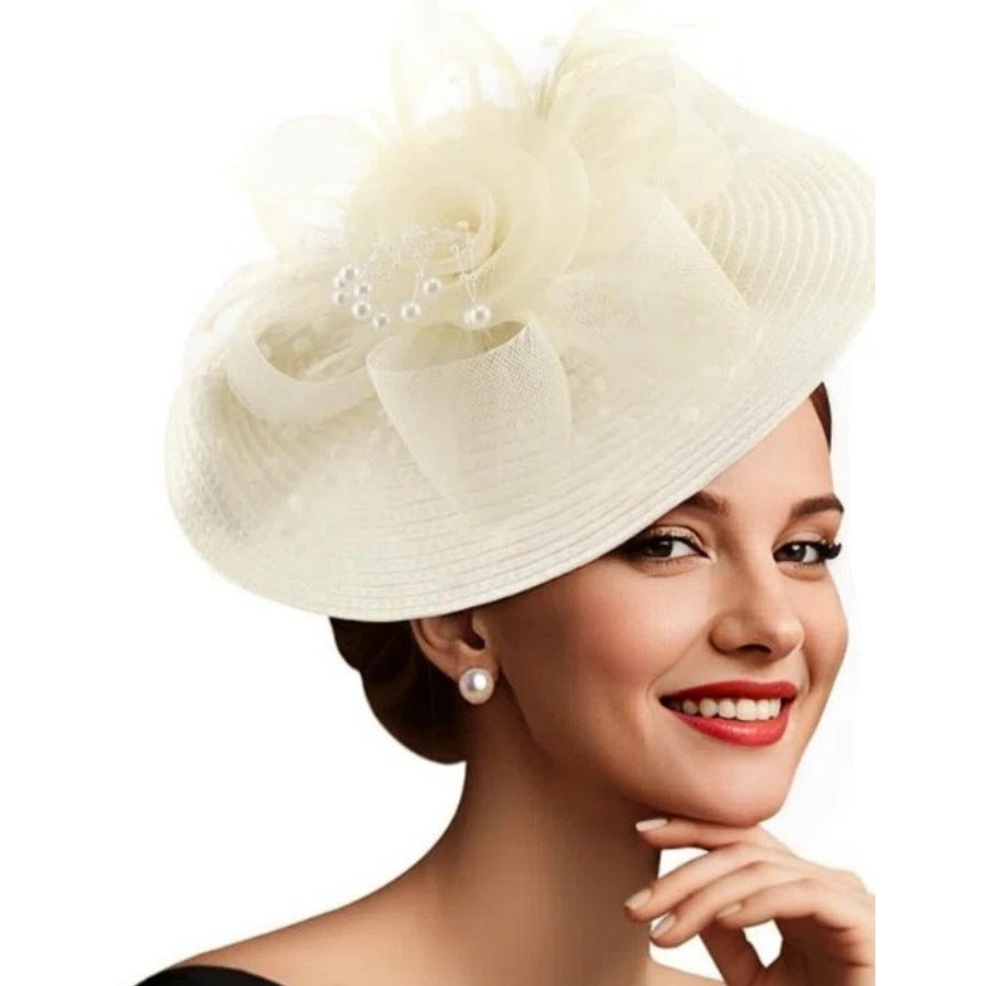 Cross-Border Popular Mesh Flower Headdress Straw Feather Hair Accessories Horse Racing Festival Tea Party Bridal Prom Hat Wholesale