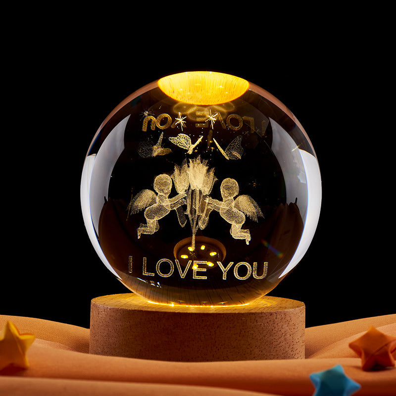 Crystal Ball Night Light with 3D Laser Carving
