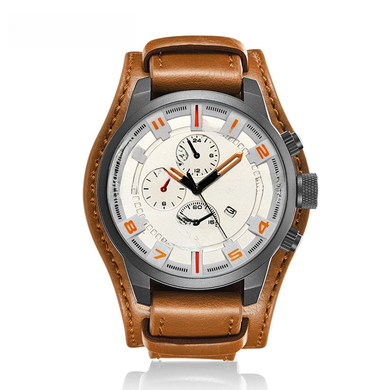 Curren Mens Calendar Leather Strap Quartz Watch