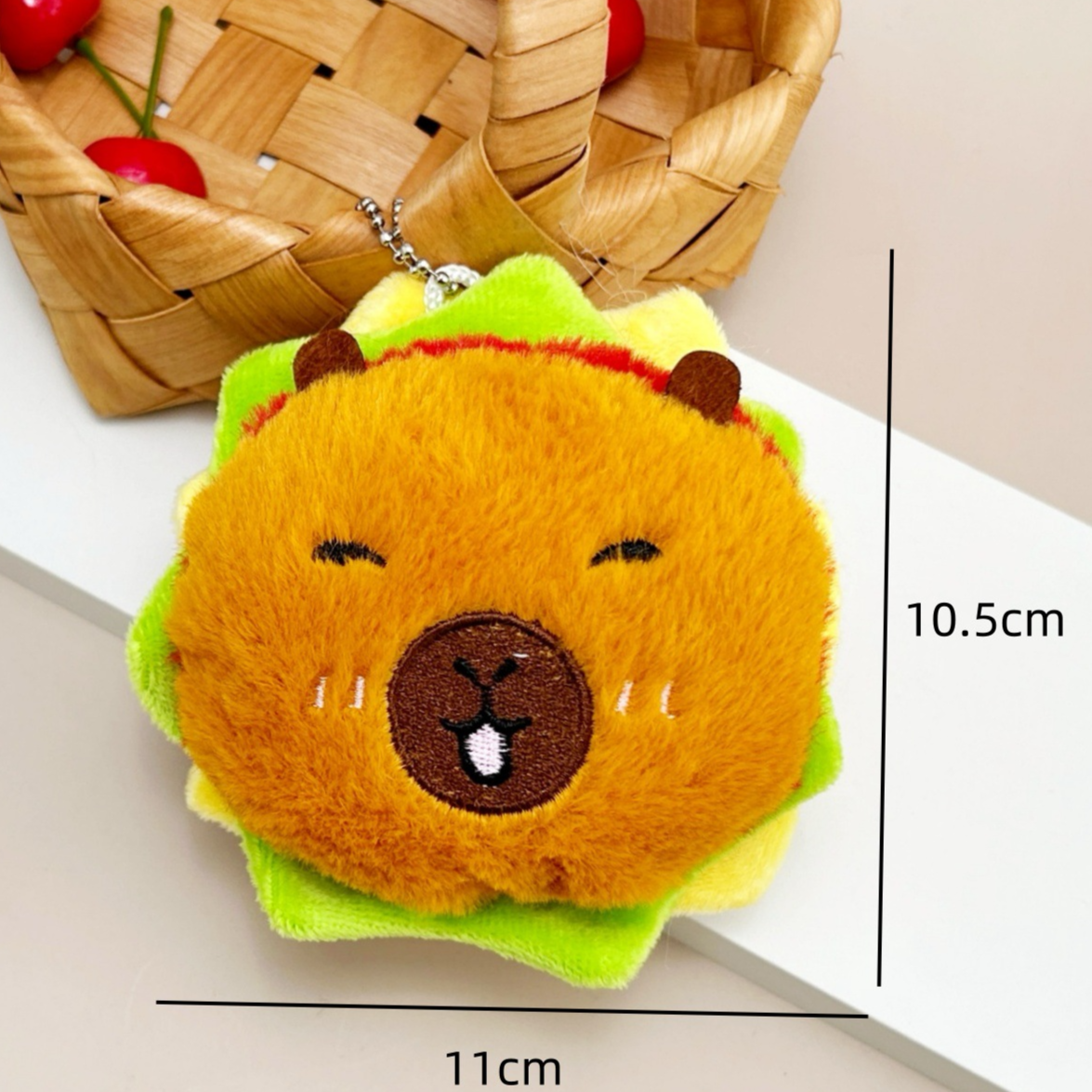 Cute Burger Squeaky Plush Pendant