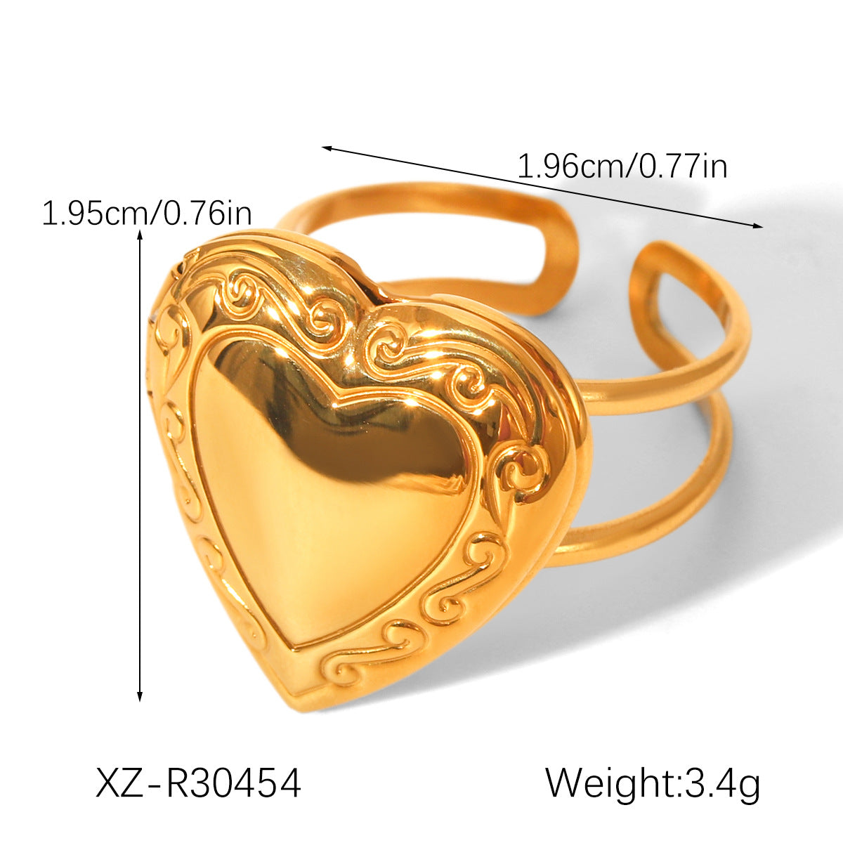 DIY Stainless Steel Heart Ring Womens Fashion Jewelry Gift