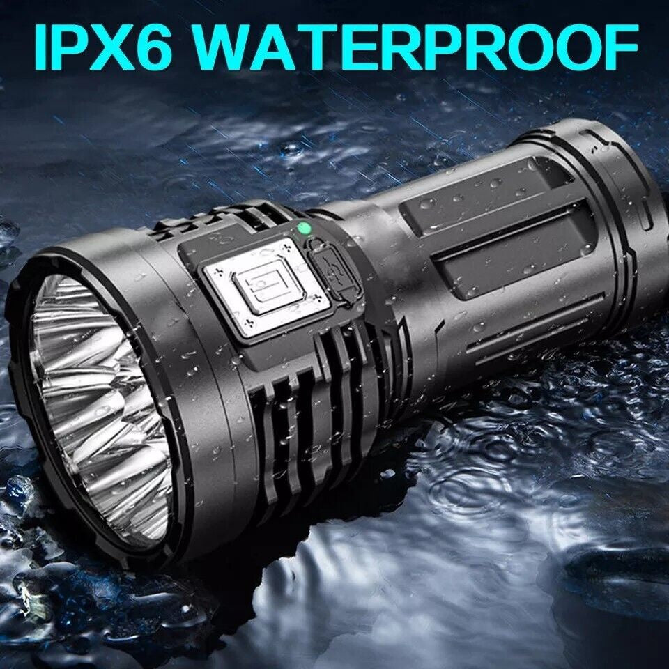 30W Super Bright LED Torch USB Rechargeable Flashlight Pro