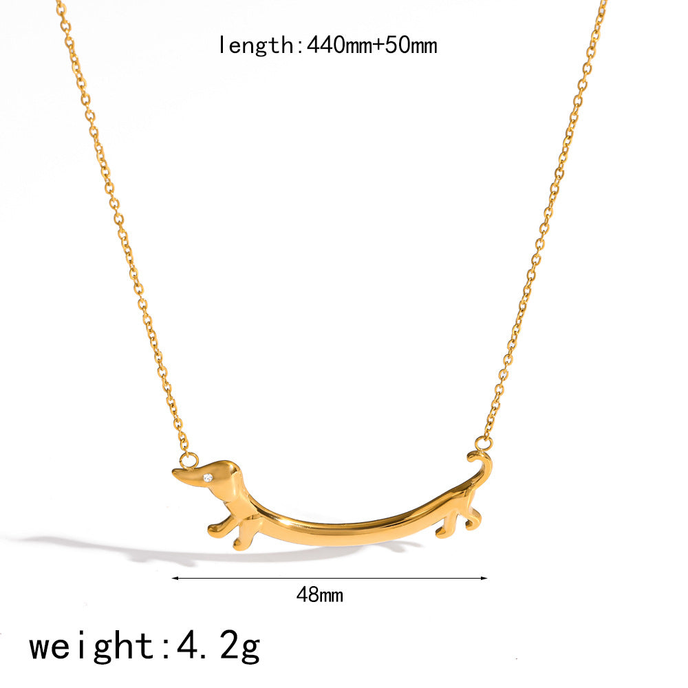 Dachshund Dog Stainless Steel Ring and Necklace Jewelry Set