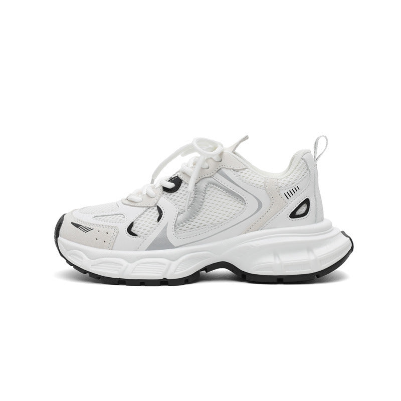 Dad shoes for girls, breathable white women's shoes with mesh