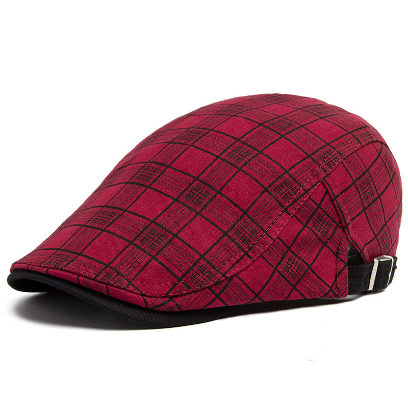 Mens Summer Plaid Beret Lightweight Fashionable Headwear