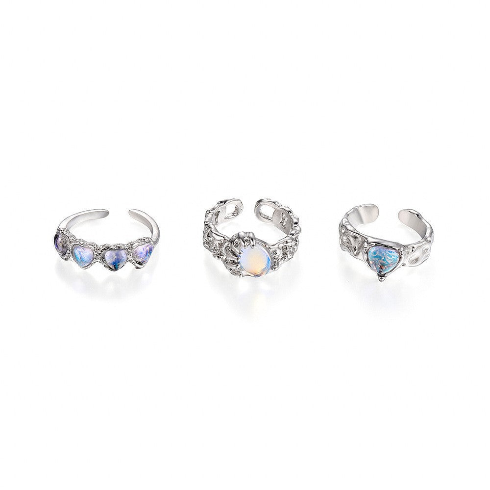 Diamond - encrusted Heart Ring Set