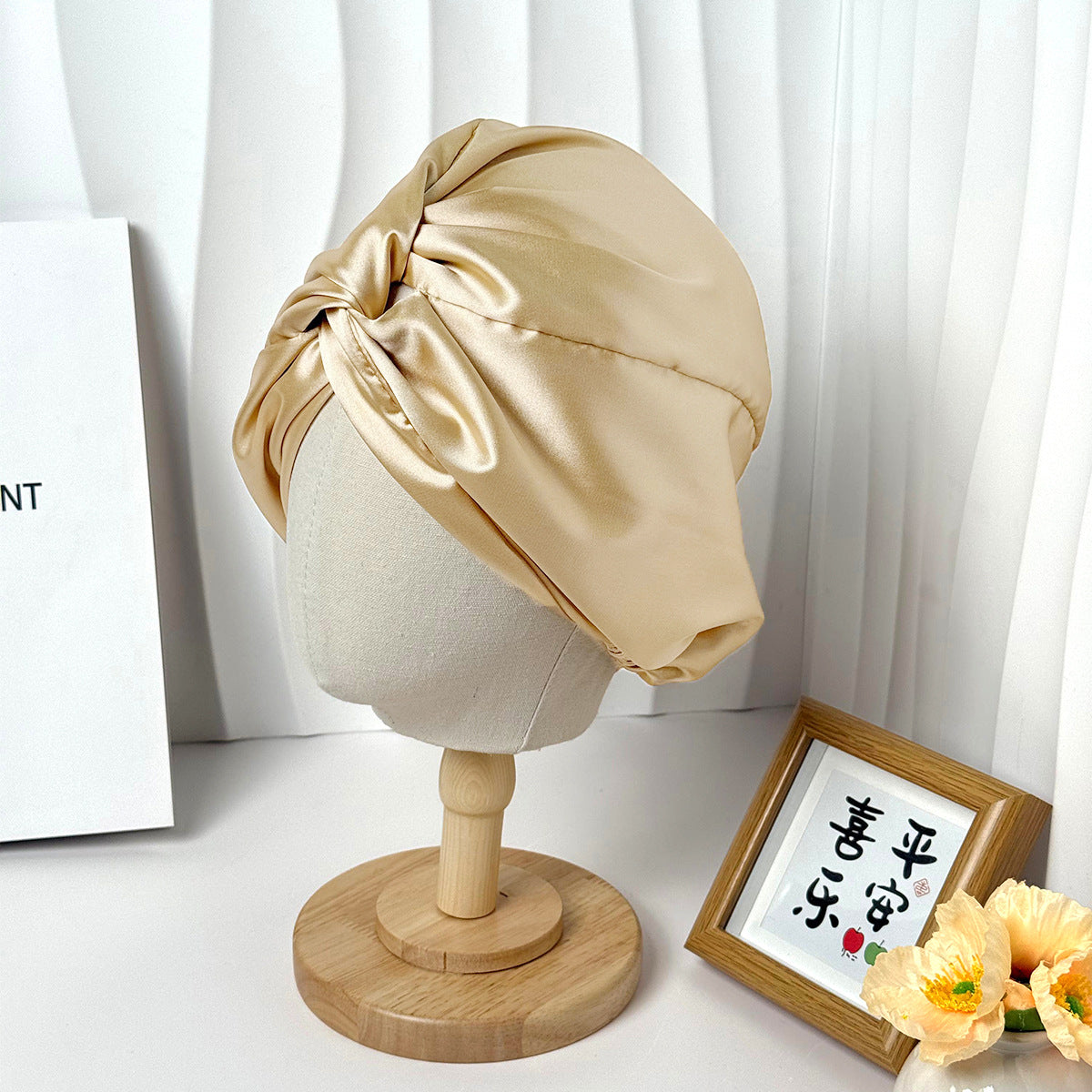 Double-Layer Adjustable Satin Imitation Silk Hair Care Cap