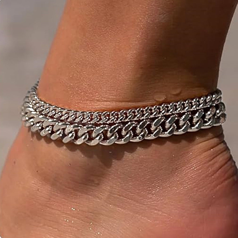 Double Layer Cuban Chain Anklet