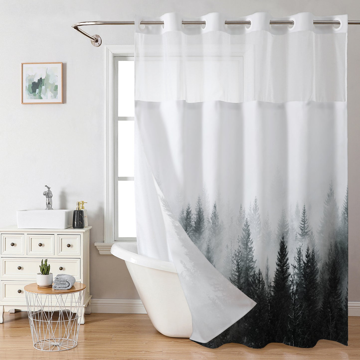 Double Layer Digital Print Shower Curtain