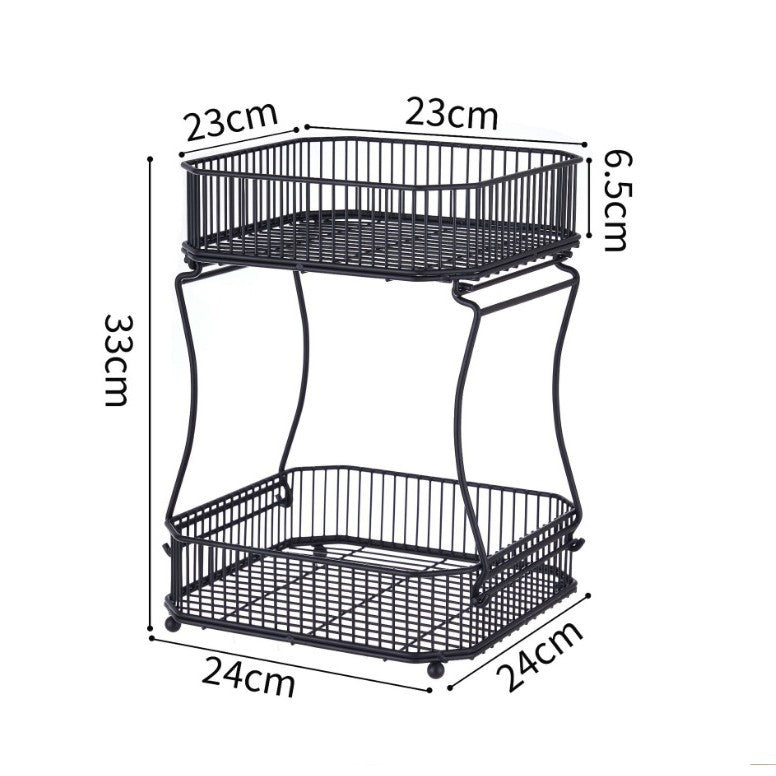 Double-Layer Iron Fruit Basket Kitchen Storage Rack