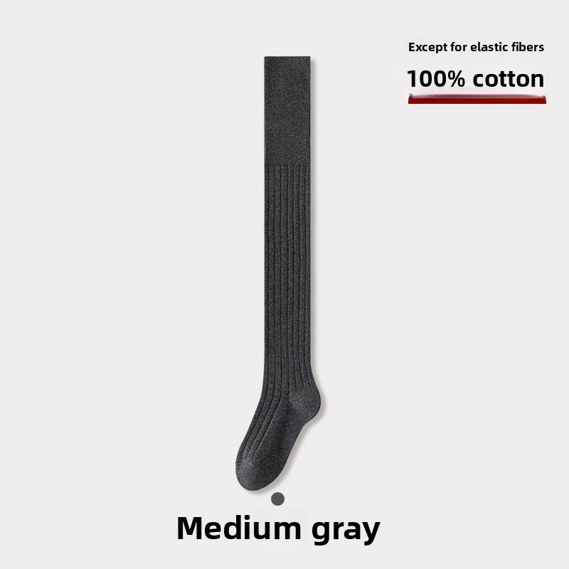 Double Needle Cotton Over Knee Socks for Women